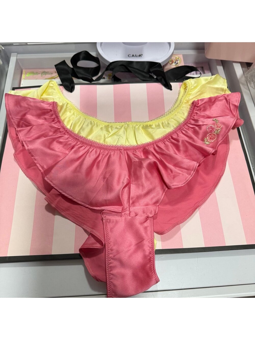 Victoria’s Secret Sweet Melody Motif Satin Flutter Brazilian Panties
